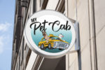 Creative Dog Logo Design My Pet Cab shop signage mockup 3