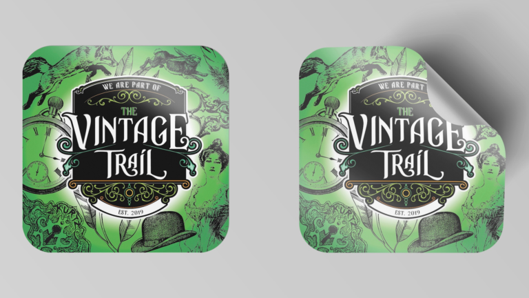 vintage trail sticker mockup-green
