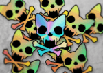 Custom holographic vinyl decals pt1 Holo vinyl + metamark cat skull + bones