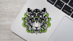 Custom holographic vinyl decals pt 2 - Elysian Element Tentacle tiger vinyl sticker with shattered holo layer