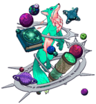 Character Design in Procreate - The Fox Astronomer - aqua variation