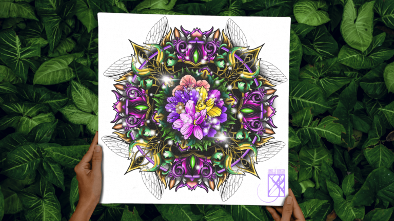 Art Nouveau floral mandala design